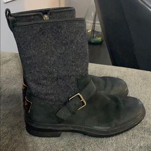 Women's UGG ZIPPER BLACK Wool Leather BOOTS 5.5